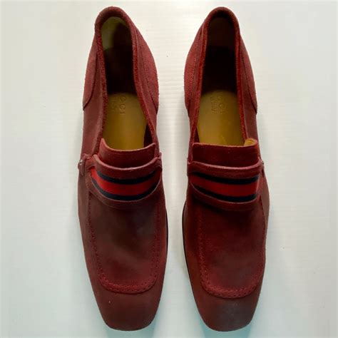 gucci red suede loafers